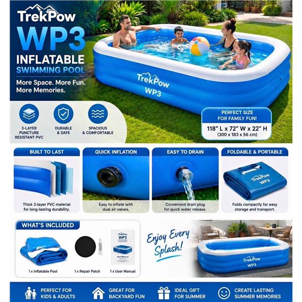 Brand New TrekPow Inflatable Swimming Pool