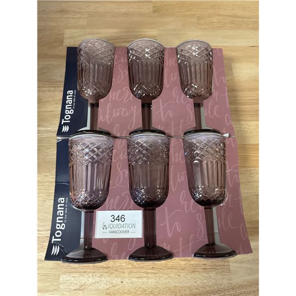 Brand New Tognana Purple Wine Glasses Set of 6 made in Italy