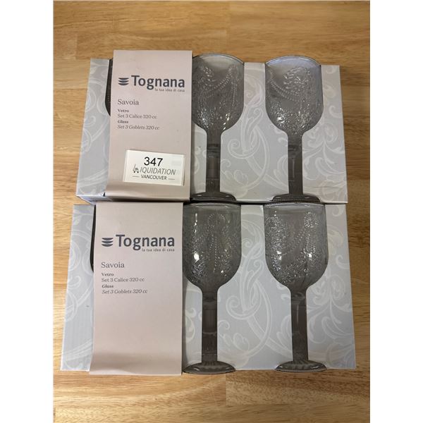 Brand New Tognana Savoia Glass Goblets Set of 6 made in Italy