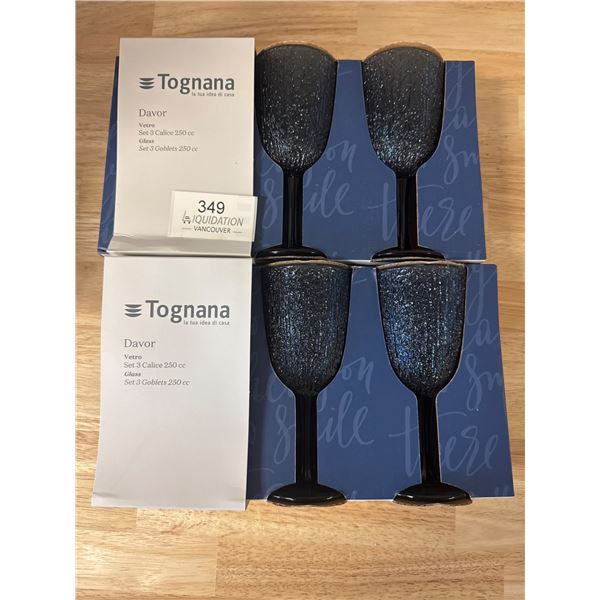 Brand New Tognana Davor Set 6 Goblets 250 cc made in Italy