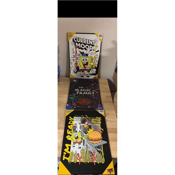 Brand New SpongeBob & Disney Canvas Wall Art Decor Lot – 3 Pieces