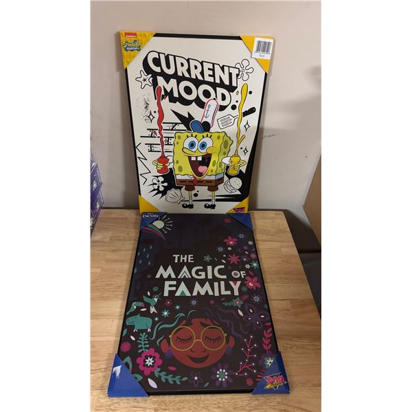 Brand New SpongeBob & Disney Encanto Canvas Wall Art Set – 2 Pieces