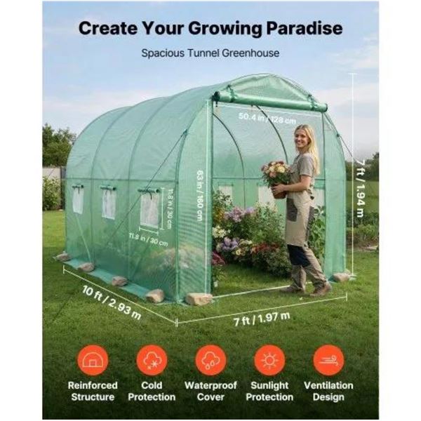Brand New 10’ x 7’ Walk-In Tunnel Greenhouse – Heavy-Duty Outdoor Garden
