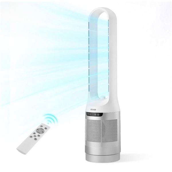 Brand New 40.9” Bladeless Tower Fan with Remote, 12 Speeds & 4 Modes – White