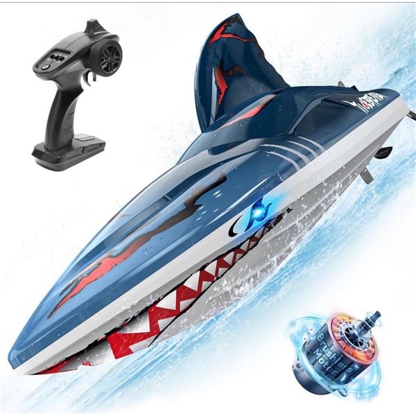 Brand New DEERC Shark Brushless High-Speed RC Boat 2104 | LED Lights | RTR
