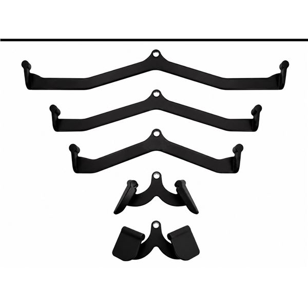 Brand New Kipika LAT Pull Down Bars Cable Machine Attachment Set – 5 Piece (12”, 2