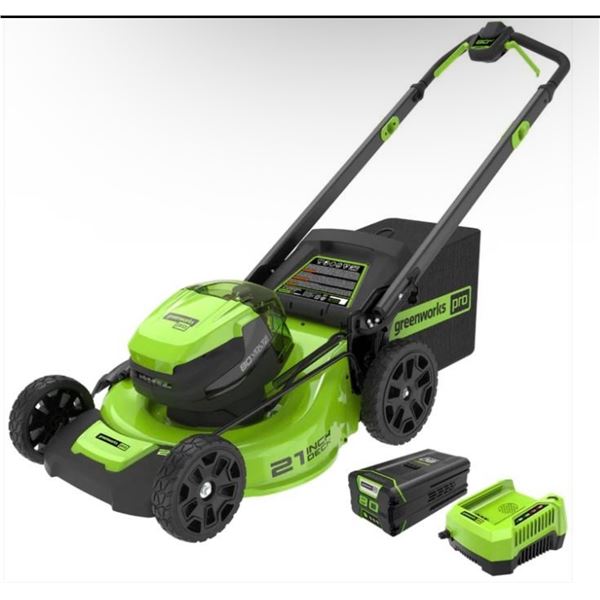 Greenworks Pro 80V 21” Self-Propelled Lawn Mower w/ 1 Battery & Rapid Charger – Te