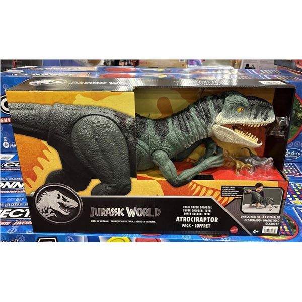 Brand New Mattel Jurassic World Total Super Colossal Atrociraptor Pack | Giant Dinosaur with 4 Mini 