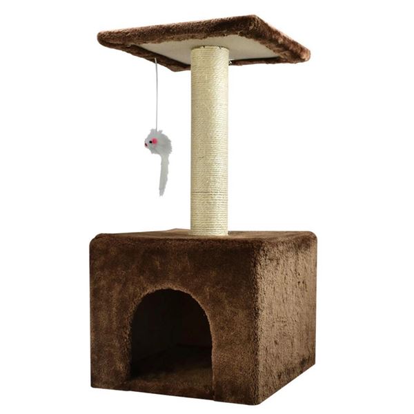 Returned Looks New | Cat Tree with Condo, Scratching Post & Plush Perch | Brown