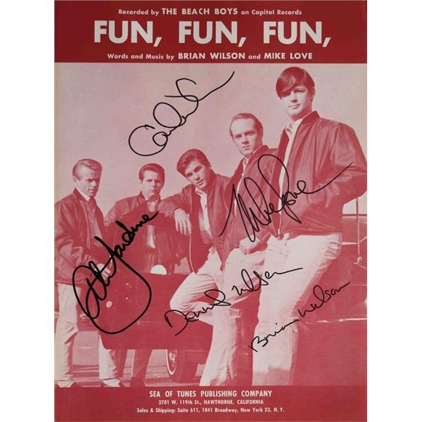 The Beach Boys Fun, Fun, Fun Signed Sheet Music
