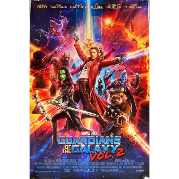 Guardians of the Galaxy Vol. 2 cast signed movie poster. GFA Authenticated