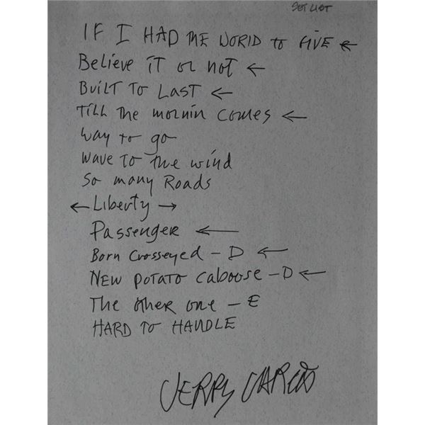 Grateful Dead Jerry Garcia signed setlist