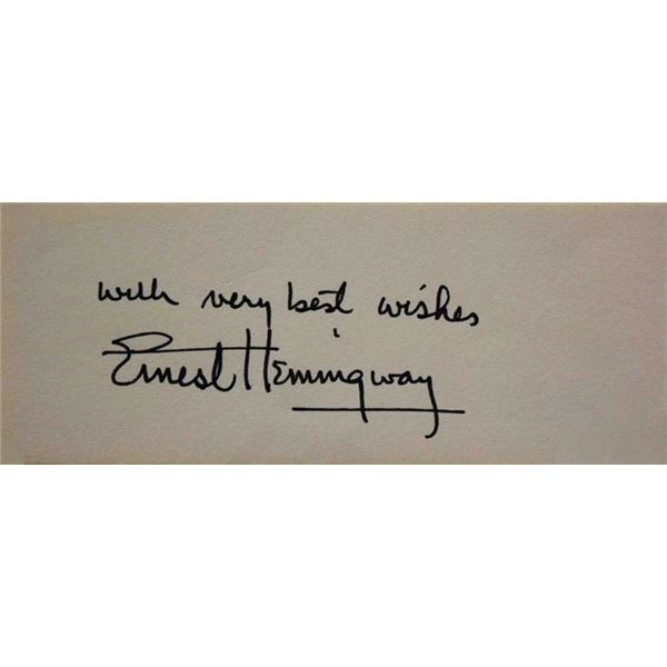 Author Ernest Hemingway signature slip