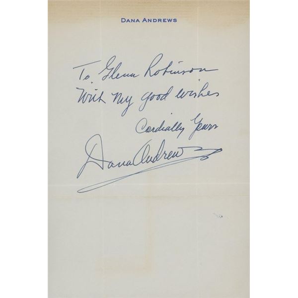 Fallen Angel Dana Andrews signed letter