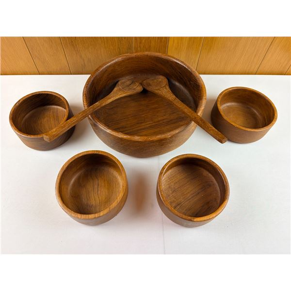 Teak Wood Salad Bowl Set