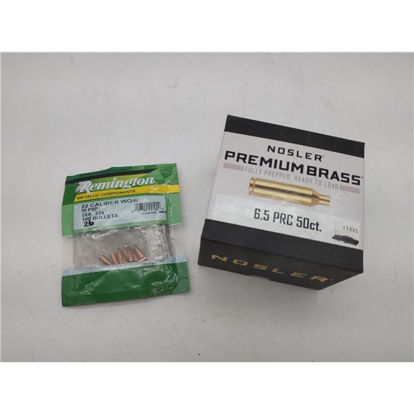 Nosler Brass Casings, and Remington 22 Caliber WO/C Bullets (C17)