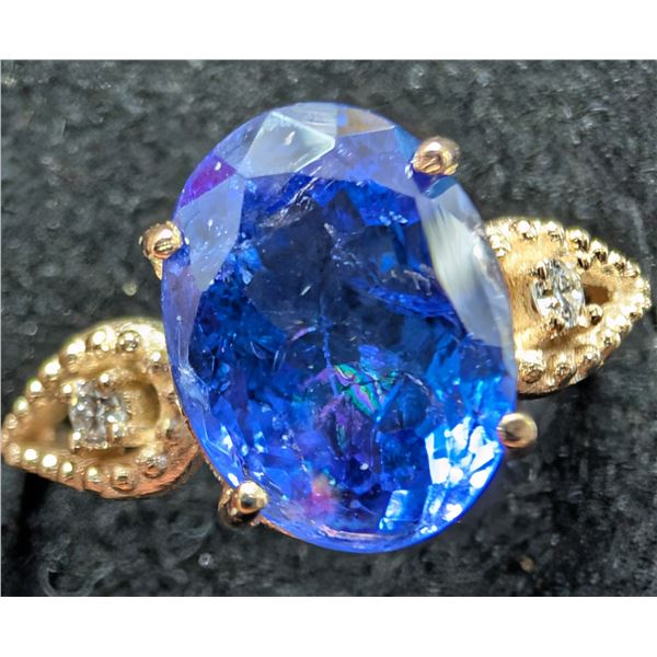 10K(2.3G), TANZANITE (3.3CT), LAB DIAMOND (0.03CT)RING, SIZE 7, SUGGESTED RETAIL VALUE $4200