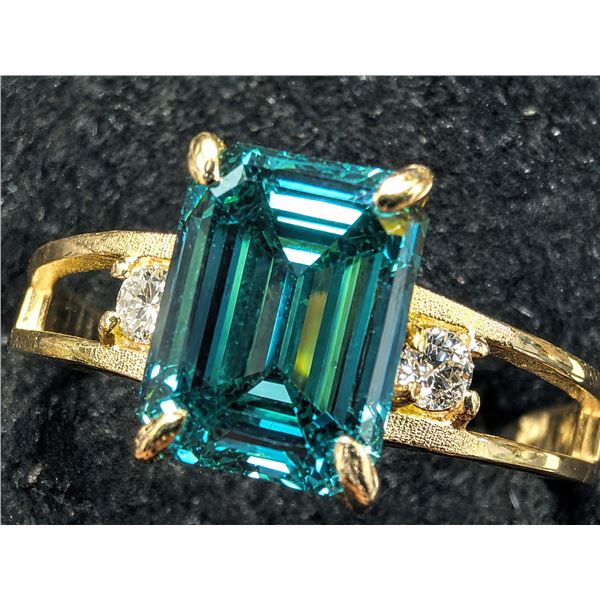 10K(1.6G), BLUE LAB DIAMOND (1.7+0.03CT)RING, SIZE 5.75, APPRAISED INSURANCE VALUE $3400