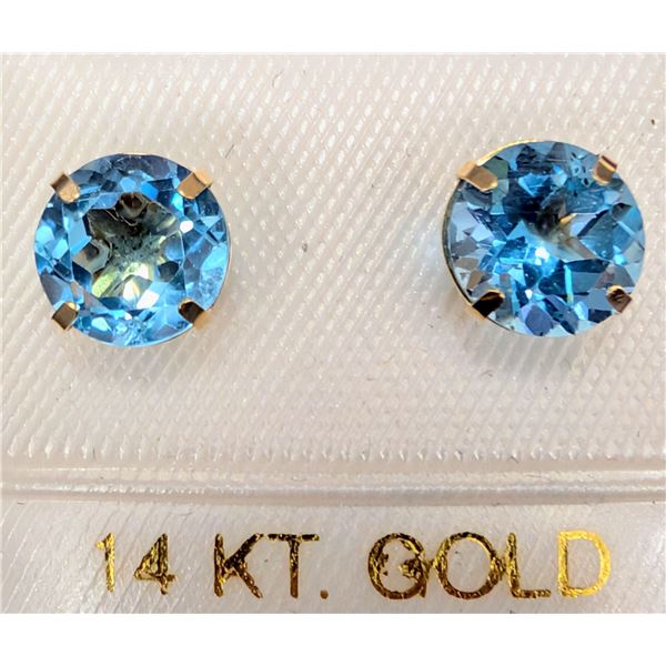 14K BLUE TOPAZ (2.14CT) EARRING, SUGGESTED RETAIL VALUE $800