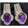 Image 1 : SILVER(5.04G), AMETHYST (3CT) EARRINGS SUGGESTED RETAIL VALUE $340