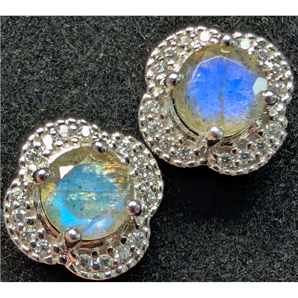 SILVER(4.4G), LABRADORITE (1.4CT) EARRING, SUGGESTED RETAIL VALUE $300