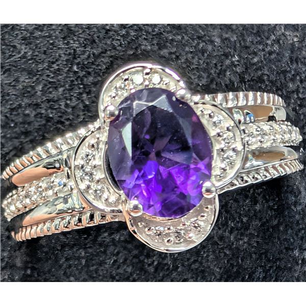 SILVER(4.31G), AMETHYST (1CT)RING, SIZE, SUGGESTED RETAIL VALUE $300