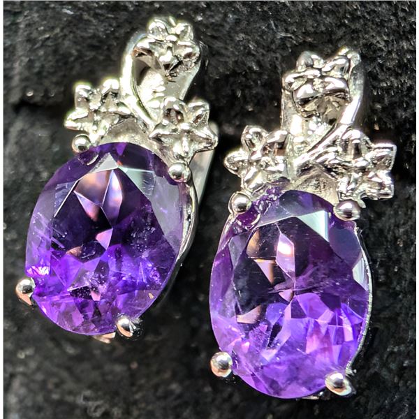 SILVER(3.85G), AMETHYST (3CT)EARRING, SUGGESTED RETAIL VALUE $280