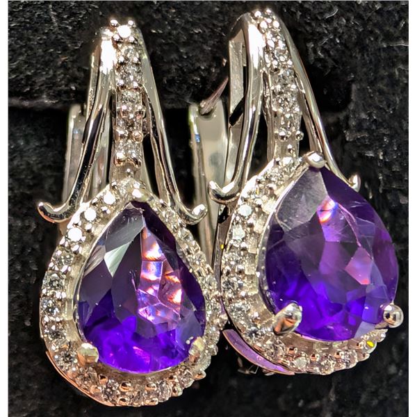 SILVER(4.25G), AMETHYST (2.5CT)EARRING, SUGGESTED RETAIL VALUE $260