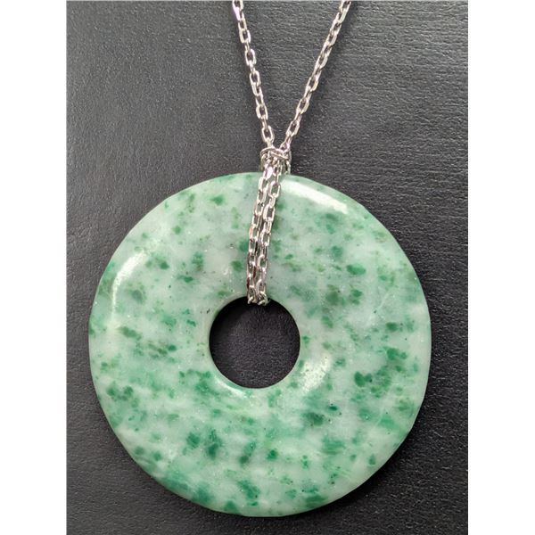SILVER(APP 15G), GENUINE JADEITE NECKLACE 16-22", SUGGESTED RETAIL VALUE $240