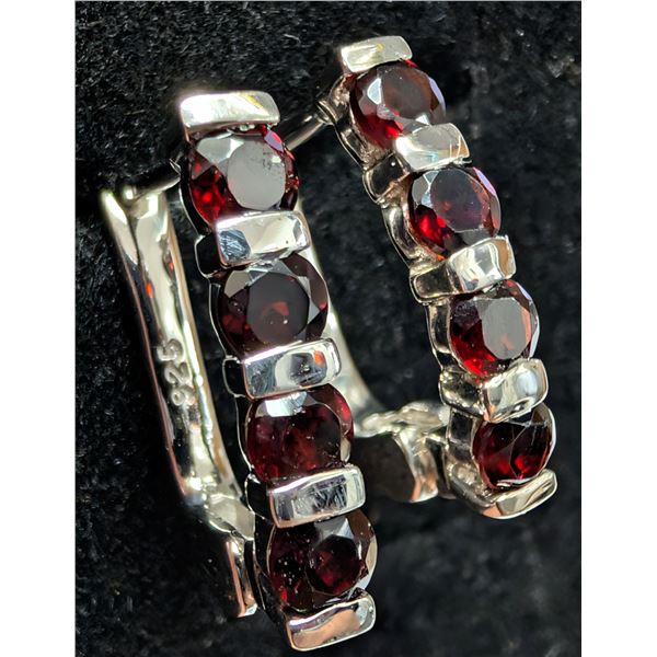 SILVER(3.73G), GARNET (0.8CT) EARRING, SUGGESTED RETAIL VALUE $240
