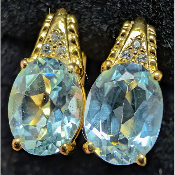 SILVER(3.54G), BLUE TOPAZ (3CT)EARRING, SUGGESTED RETAIL VALUE $240