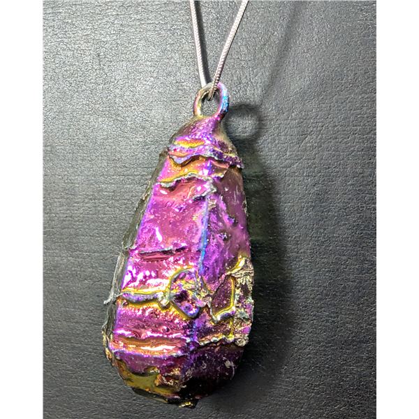 SILVER(13G), RAINBOW TITANIUM AURA QUARTZ NECKLACE APP 18", SUGGESTED RETAIL VALUE $200