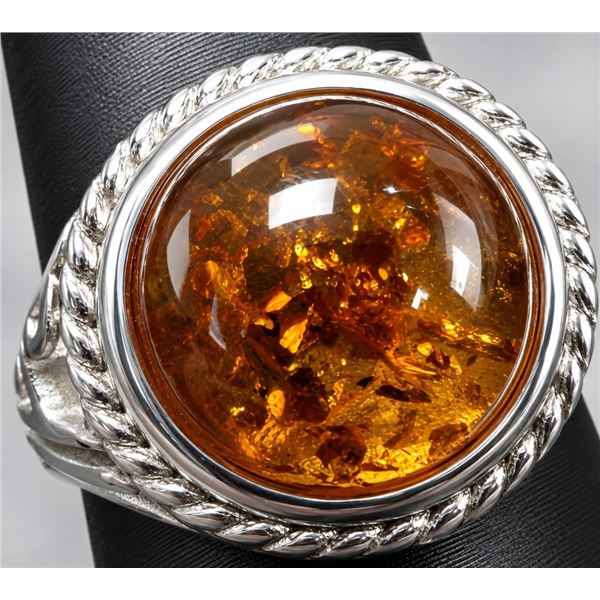 SILVER(6.99G), AMBER RING, SUGGESTED RETAIL VALUE $400