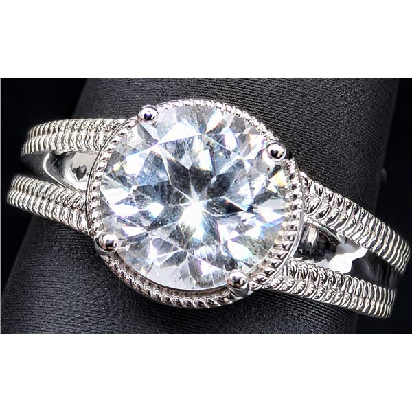 SILVER(4.74G), WHITE TOPAZ (2CT) RING, SUGGESTED RETAIL VALUE $280
