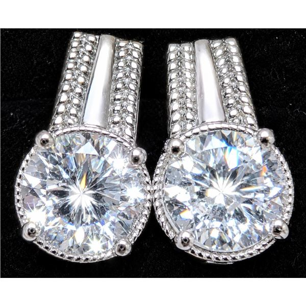 SILVER(4.54G), WHITE TOPAZ (2CT) EARRING, SUGGESTED RETAIL VALUE $280