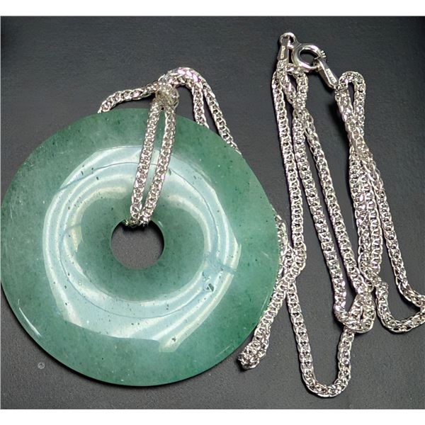SILVER(APP 15G), JADEITE NECKLACE 16-22", SUGGESTED RETAIL VALUE $240