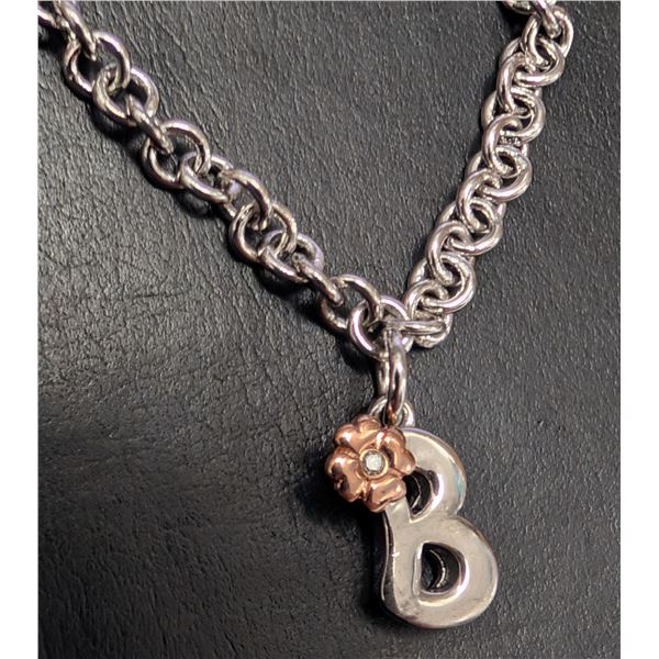 SILVER(3.66G), NATURAL DIAMOND (0.01CT) BRACELET 6"