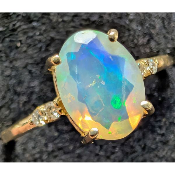 10K(1.5G), OPAL (1.5CT), DIAMOND (0.06CT)RING, SIZE 7, SUGGESTED RETAIL VALUE $2400