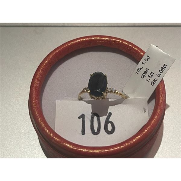 10K(1.5G), OPAL (1.5CT), DIAMOND (0.06CT)RING, SIZE 7, SUGGESTED RETAIL VALUE $2400