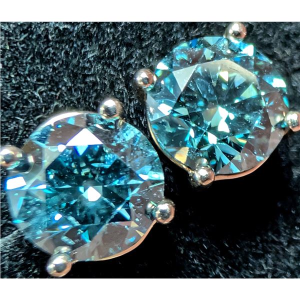 10K(0.6G), BLUE LAB DIAMOND (0.55CT)EARRING, APPRAISED INSURANCE VALUE $1050