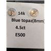 Image 2 : 14K(1.2G), BLUE TOPAZ (4.5CT)EARRING, SUGGESTED RETAIL VALUE $1000