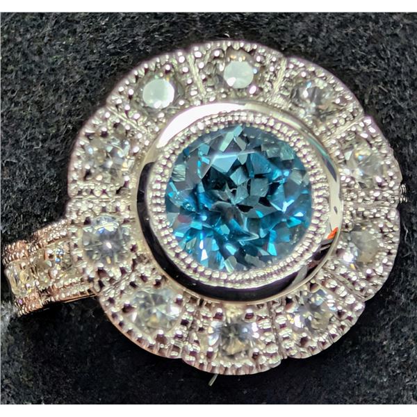 SILVER(7.39G), BLUE TOPAZ  (1CT) RING, SUGGESTED RETAIL VALUE $400