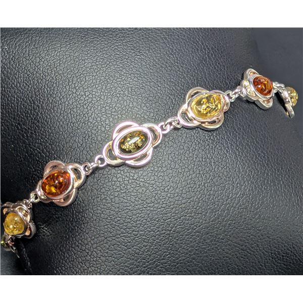 SILVER(7.2G), AMBER BRACELET 7-7.5'', SUGGESTED RETAIL VALUE $420