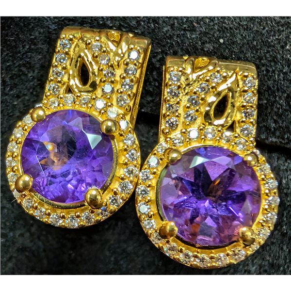 SILVER(4.58G), AMETHYST (3CT) EARRING, SUGGESTED RETAIL VALUE $320