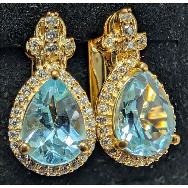 SILVER(4.05G), BLUE TOPAZ (2CT)EARRING, SUGGESTED RETAIL VALUE $240