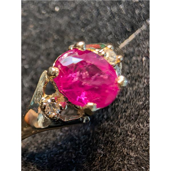 10K(1.4G), RUBY (0.6CT), DIAMOND (0.02CT)RING, SUGGESTED RETAIL VALUE $1800