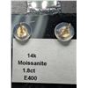 Image 2 : 14KMOSSANITE (1.8CT)EARRINGS, SUGGESTED RETAIL VALUE $800
