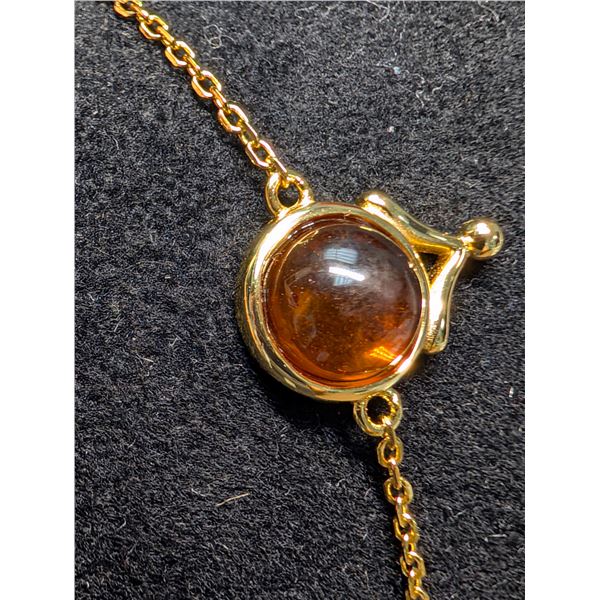 SILVER(2G), AMBER BRACELET 8"