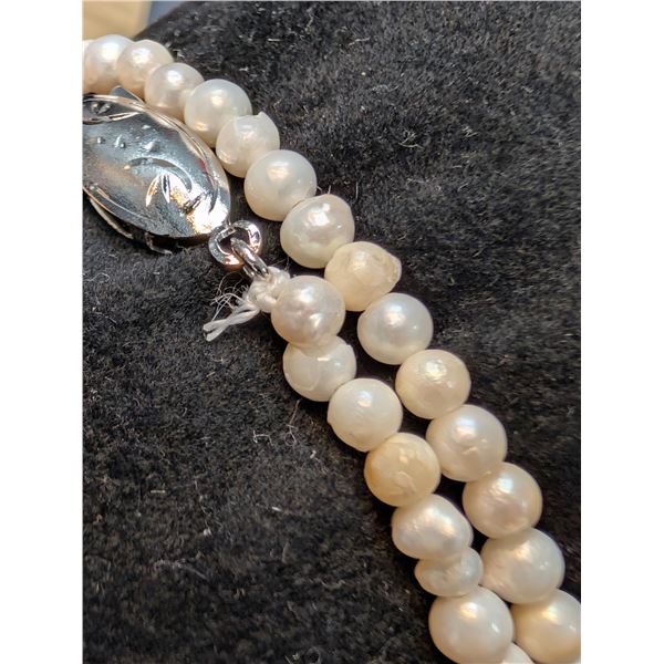 SILVER PEARL NECKLACE 16"