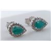 Image 1 : 2.4 CT CERTIFIED SILVER EMERALD GEMSTONE EARRINGS ($1,376 APPRAISAL)
